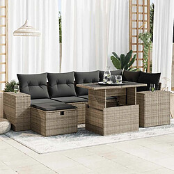 vidaXL Salon de jardin 8 pcs avec coussins gris résine tressée