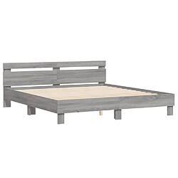 Acheter Maison Chic Cadre/structure de lit avec tête de lit pour adulte - Lit Moderne Chambre sonoma gris 200x200 cm -MN88005