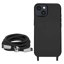 Avizar Coque Cordon iPhone 14 Semi-rigide avec Lanière Tour du Cou 80cm noir