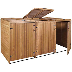 Decoshop26 Abri de poubelles extérieur conteneurs à ordures avec couvercle jusqu'à 6 bacs 120x75x96 en bois certifié FSC marron 04_0005620