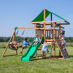 Avis Backyard Discovery Grayson Peak Aire de jeux en bois | Aire de Jeux Extérieur avec balançoire toboggan bac de sable mur d'escalade | Balancoire Exterieur avec Toboggan, Portique Balancoire Exterieur