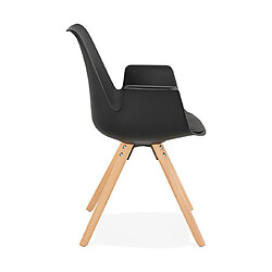 Avis Mes Fauteuil design noir et piètement en bois naturel - SHAFT