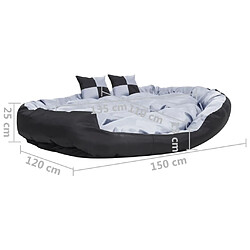 vidaXL Coussin réversible lavable pour chien Gris et noir 150x120x25cm pas cher