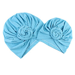 mère et bébé fleur chapeau turban maman et bébé chapeau haut-de-forme bleu