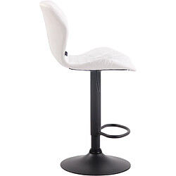 Avis Decoshop26 Tabouret de bar x1 avec coutures décoratives en forme de losanges en PVC blanc et métal noir 10_0004649