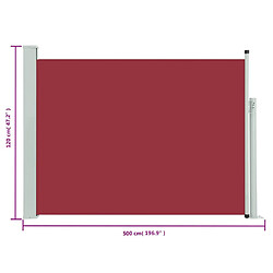 vidaXL Auvent latéral rétractable de patio 117x500 cm Rouge pas cher