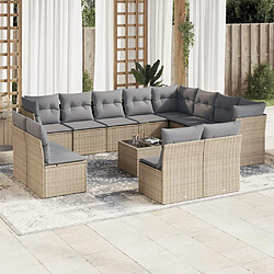 Maison Chic Salon de jardin avec coussins 13 pcs | Ensemble de Table et chaises | Mobilier d'Extérieur beige résine tressée -GKD55502