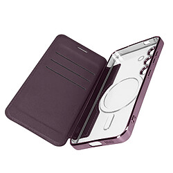 Avizar Étui Clapet pour Samsung S24 Compatible MagSafe Protection RFID Violet Foncé