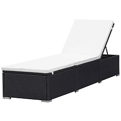 Helloshop26 Lot de 2 transats chaise longue bain de soleil lit de jardin terrasse meuble d'extérieur avec coussins résine tressée noir 02_0012157