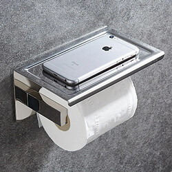 Universal Porte-papier hygiénique en acier inoxydable 304 avec étagère Porte-tambour pour téléphone portable de toilette Accessoires de salle de bains | Porte-papier(Argent)