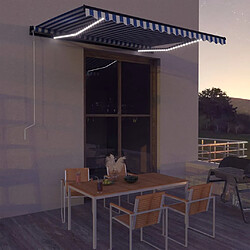 Maison Chic Auvent avec capteur de vent et LED | Store banne | Marquise Brise-soleil 400x300 cm Bleu et blanc -GKD71888