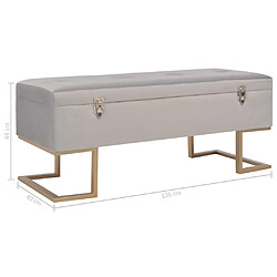 vidaXL Banc avec compartiment de rangement 105 cm Gris Velours pas cher