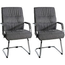 Decoshop26 Set de 2 fauteuils de bureau chaise visiteur en tissu gris foncé et métal chromé 10_0001888