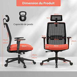 Helloshop26 Chaise de bureau ergonomique réglable en hauteur dossier respirant soutien lombaire appui-tête 3D confortable pour bureau étude salle de conférence noir orange 20_0004840 pas cher