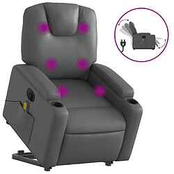 Maison Chic Fauteuil Relax pour salon, Fauteuil inclinable de massage électrique gris similicuir -GKD21084