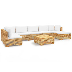 vidaXL Salon de jardin 8 pcs avec coussins Bois de teck solide