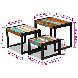 vidaXL Tables gigognes 3 pcs Bois de récupération massif pas cher