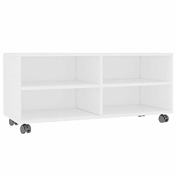 Maison Chic Meuble TV scandinave - Banc TV pour salon avec roulettes Blanc 90x35x35 cm Bois d'ingénierie -MN97356