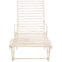 Decoshop26 Chaise longue pour jardin transat en métal crème vieilli MDJ10214