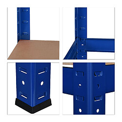 Avis Helloshop26 Étagère charge lourde meuble de rangement à clip cave charge garage 180 cm acier bleu 13_0001058