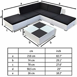 Acheter Maison Chic Salon de jardin 6 pcs + coussins - Mobilier/Meubles de jardin - Table et chaises d'extérieur Résine tressée Blanc -MN27517