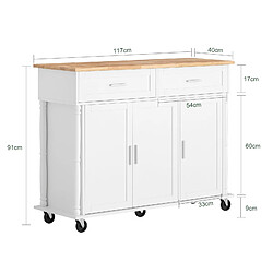 Avis SoBuy FKW116-WN Desserte sur roulettes, Chariot de Cuisine, Chariot de Service, Buffet Placard Armoire Cuisine, îlot Cuisine