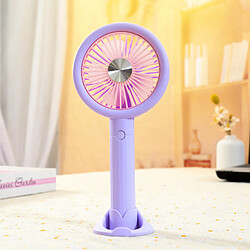 (Violet) Ventilateur de Conception En Forme De Support de Téléphone Portable Usb Rechargeable Haute Capacité Portable