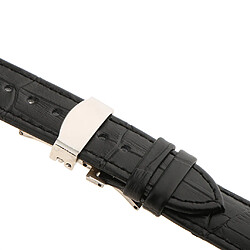 Acheter Bracelet montre en cuir déployante papillon fermoir boucle noire 20mm