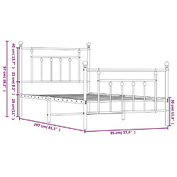 vidaXL Cadre de lit métal sans matelas avec pied de lit blanc 90x200cm pas cher