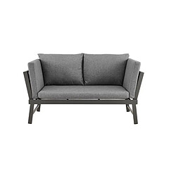 Vente-Unique Banquette multifonctions en alumium avec coussins - 2 personnes - Gris fonce