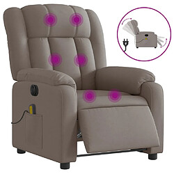 vidaXL Fauteuil de massage inclinable électrique Taupe Tissu