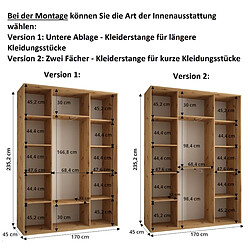 Abiks Meble Armoire DAVOS 1 À Portes Coulissantes 235,2/170/45 3 Portes pas cher