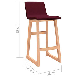 vidaXL Tabourets de bar lot de 2 rouge bordeaux tissu pas cher