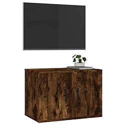 Acheter Maison Chic Meuble TV scandinave mural Banc TV suspendu pour salon - Chêne fumé 57x34,5x40 cm -MN69049