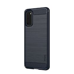 Mofi Coque en TPU peau de fibre de carbone brossée bleu pour votre Samsung Galaxy S11e 6.4 pouces