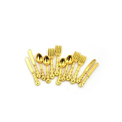 Wewoo 12 PCS / Ensemble Simulation Cuisine Alimentaire Mobilier Jouets Maison de poupée Accessoires Miniature 112 Fourchette Couteau Cuillère À Soupe Vaisselle Or