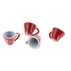 Acheter 5 ensemble de théière tasse de thé maison de poupée miniature porcelaine café ensemble de thé rouge