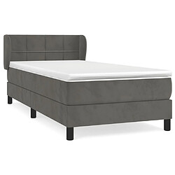 Maison Chic Lit Adulte - Lit simple Lit à sommier tapissier et matelas moelleux - Meuble de Chambre - Gris foncé 90x190 cm Velours -MN70613