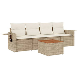 Maison Chic Salon de jardin avec coussins 5 pcs | Ensemble de Table et chaises | Mobilier d'Extérieur beige résine tressée -GKD36916