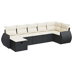 vidaXL Salon de jardin 7 pcs avec coussins noir résine tressée