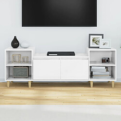 Avis Maison Chic Meuble TV scandinave - Banc TV pour salon Blanc brillant 160x35x55 cm Bois d'ingénierie -MN47775