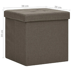 vidaXL Tabouret de rangement pliable Marron Faux lin pas cher