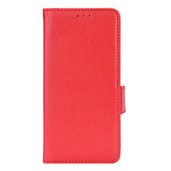 Etui en PU texture litchi, fermeture magnétique, anti-empreinte digitale rouge pour votre iPhone 11 Pro Max 6.5 pouces