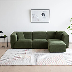 Concept Usine Canapé modulable 4 places: canapé droit 3 places + 1 pouf en velours côtelé vert Monroe