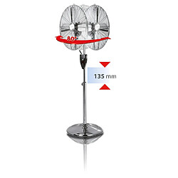 Avis Ventilateur à pied métallique de style rétro-oscillant 45 cm réglable en hauteur, 50, Noir, MPM, MWP-13M