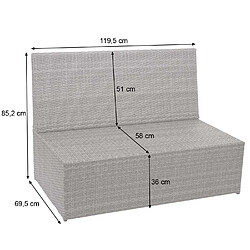 Decoshop26 Canapé 2 places en polyrotin gris banquette de jardin lounge 120cm avec coussins gris foncé 04_0004190 pas cher