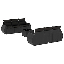 vidaXL Salon de jardin 7 pcs avec coussins noir résine tressée