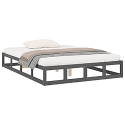 Avis Maison Chic Lit adulte - Lit simple Cadre de lit,Structure du lit Contemporain Gris 150x200 cm Très grand Bois massif -MN64918