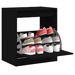 Maison Chic Armoire à chaussures | Meuble de rangement à chaussures Meuble d'Entrée noir 60x42x69 cm bois d'ingénierie -MN63696