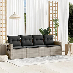 vidaXL Salon de jardin 4 pcs avec coussins gris clair résine tressée